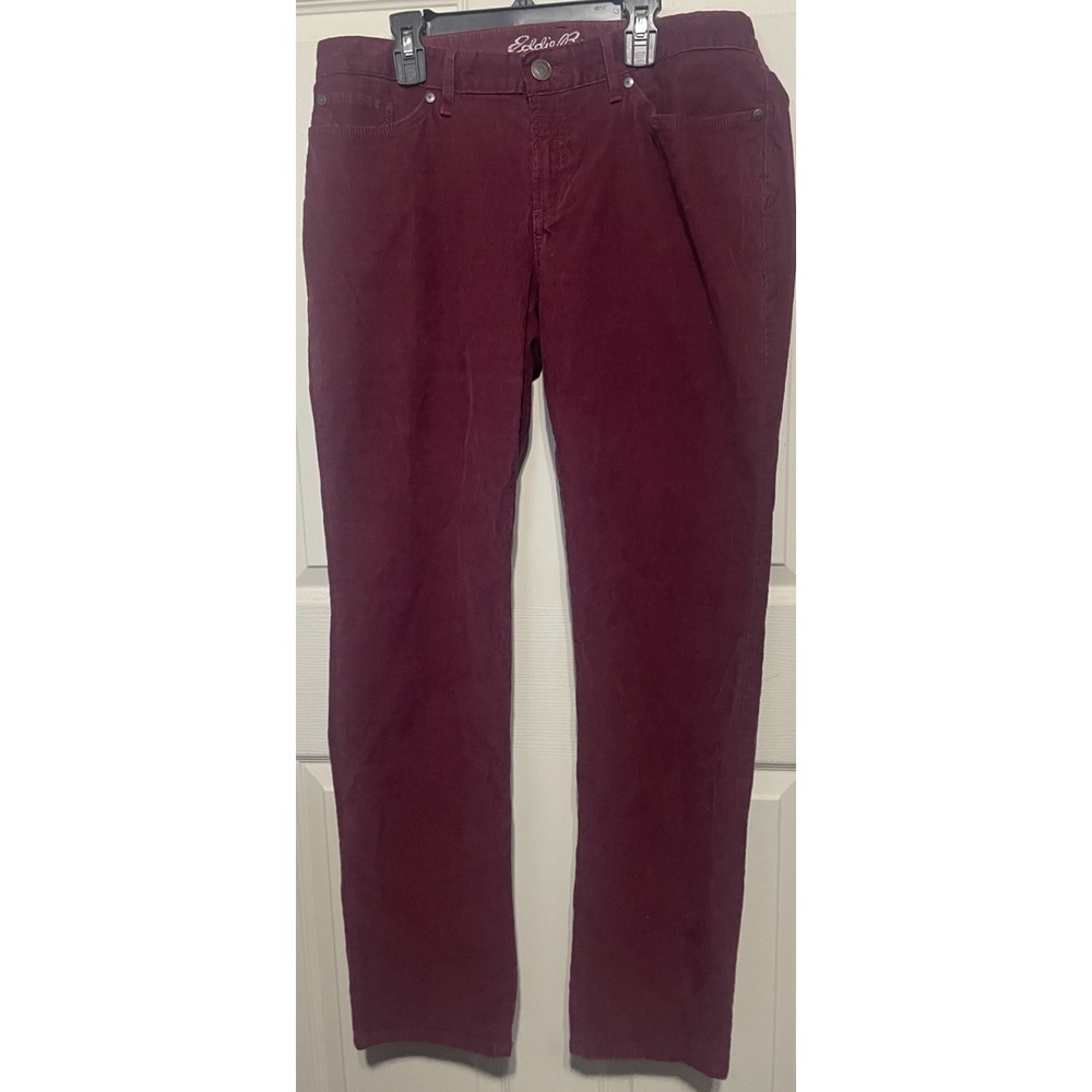Eddie Bauer Women's Boyfriend Relaxed Corduroy  Size 10 Burgundy Stretch